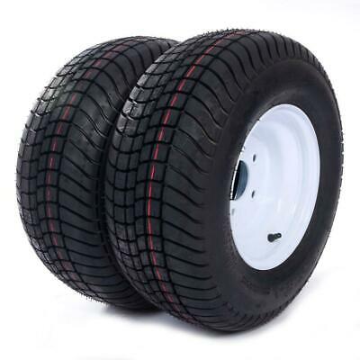 *2* 20.5x8.0-10 Lrc Bias Trailer Tires On 5 Lug White Wheels 205/65-10