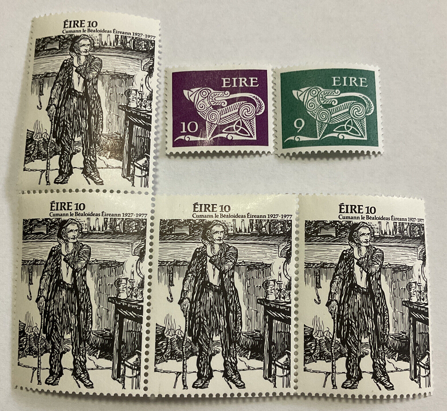 6 Vintage Postage Stamps_eire Ireland_(4) Cumann Le Bealoideas Eireann 1927-1977