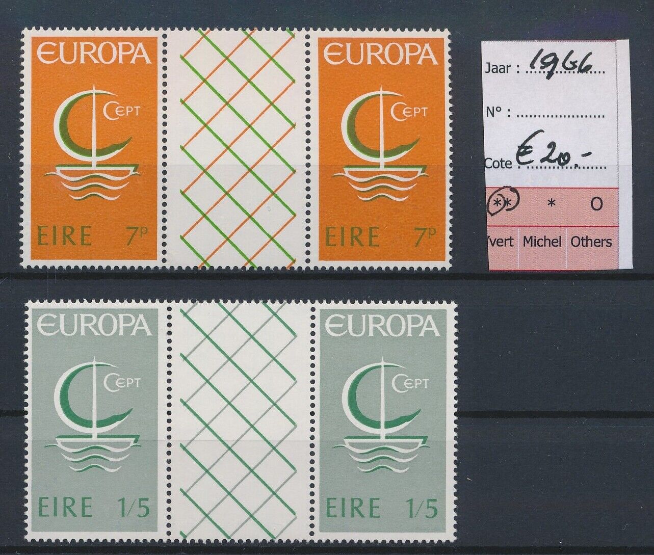 Lq16186 Ireland 1966 Europa Cept Gutter Pairs Mnh Cv 20 Eur