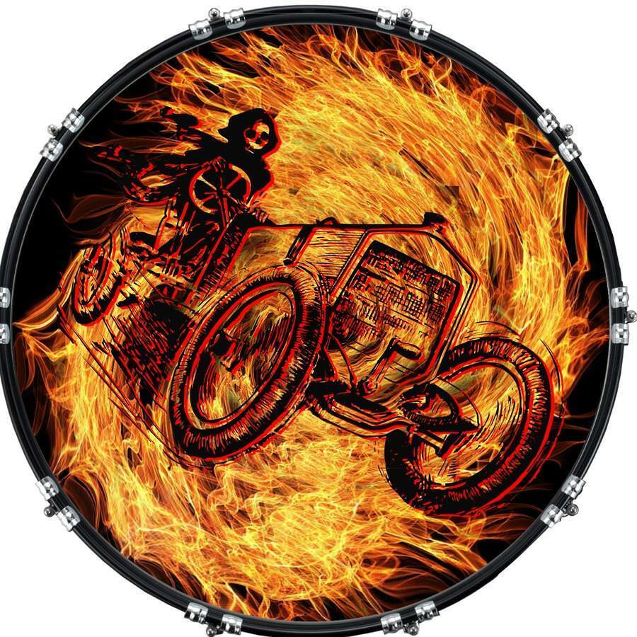 20" Custom Bass Kick Drum Front Head Graphic Graphical Death Race