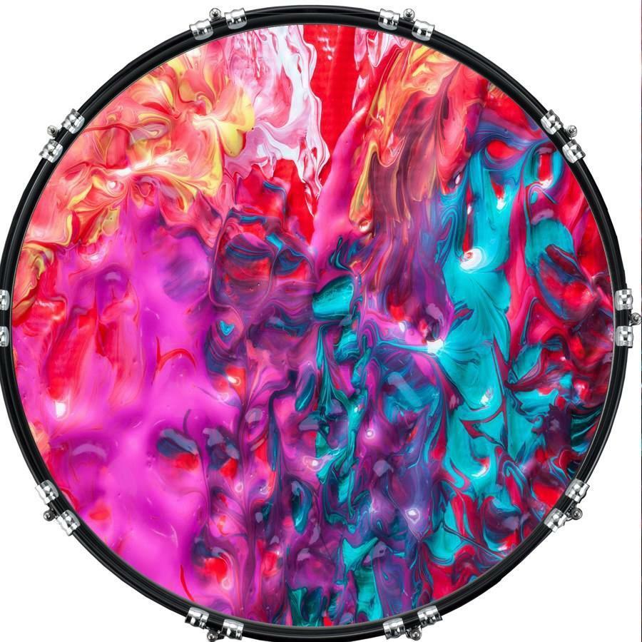20" Custom Bass Kick Drum Front Head Graphical Graphic Paint Mix 2