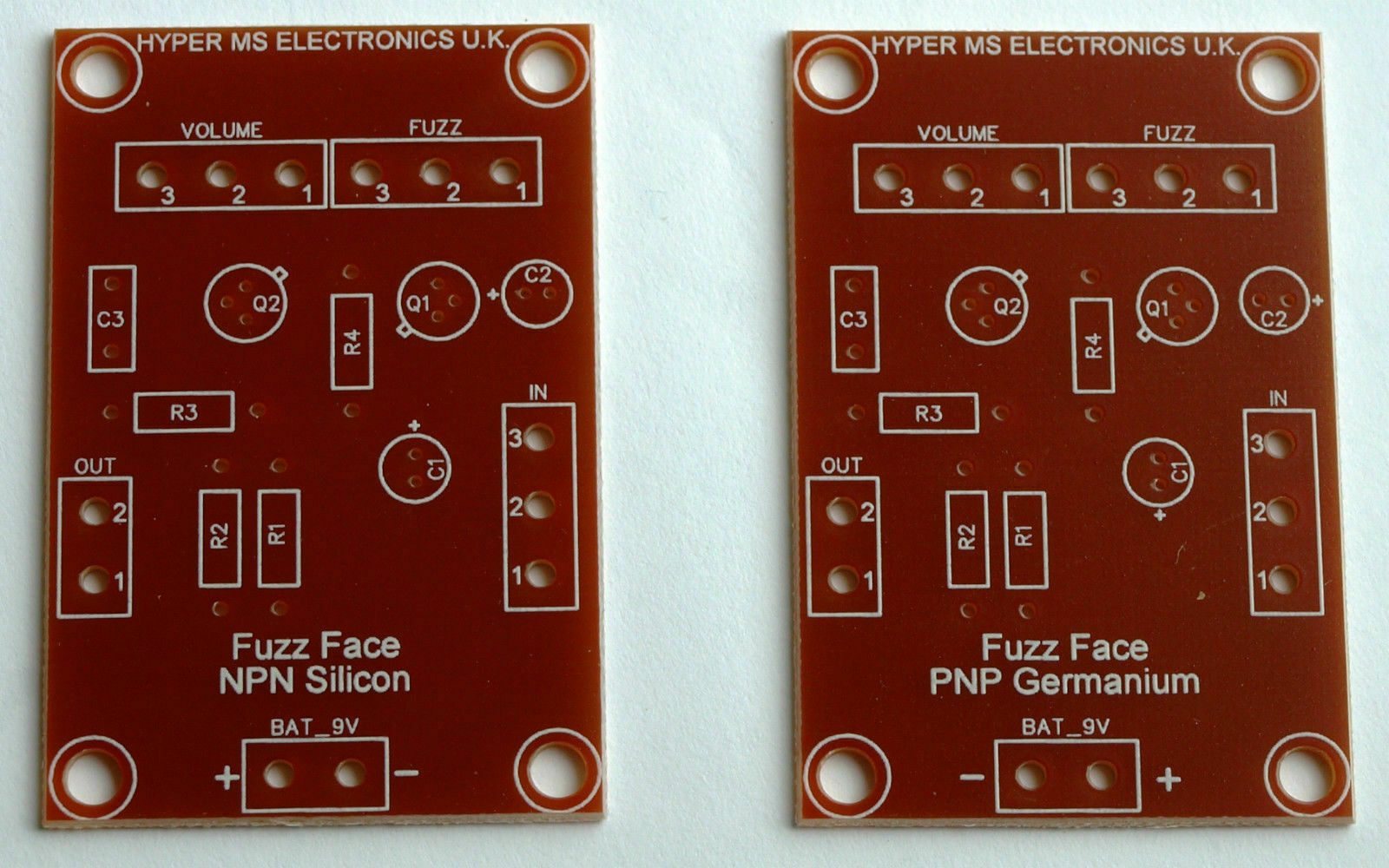 Fuzz Face Effect 2x Top Quality, Proffesionally Made Pcb Stompbox Pnp & Npn Diy