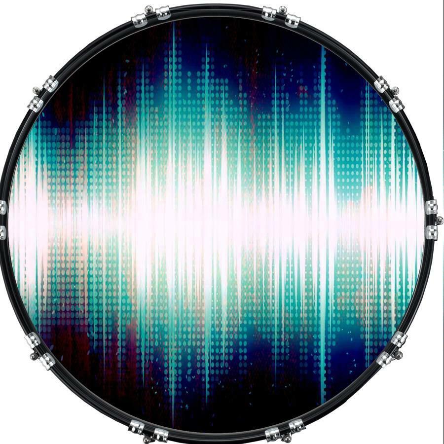 Aquarian 22" Kick Bass Drum Head Graphical Image Front Skin Sound Wave 3