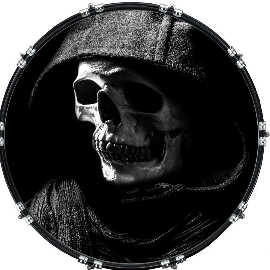 Aquarian 22" Kick Bass Drum Head Graphical Image Front Skin Reaper Skull