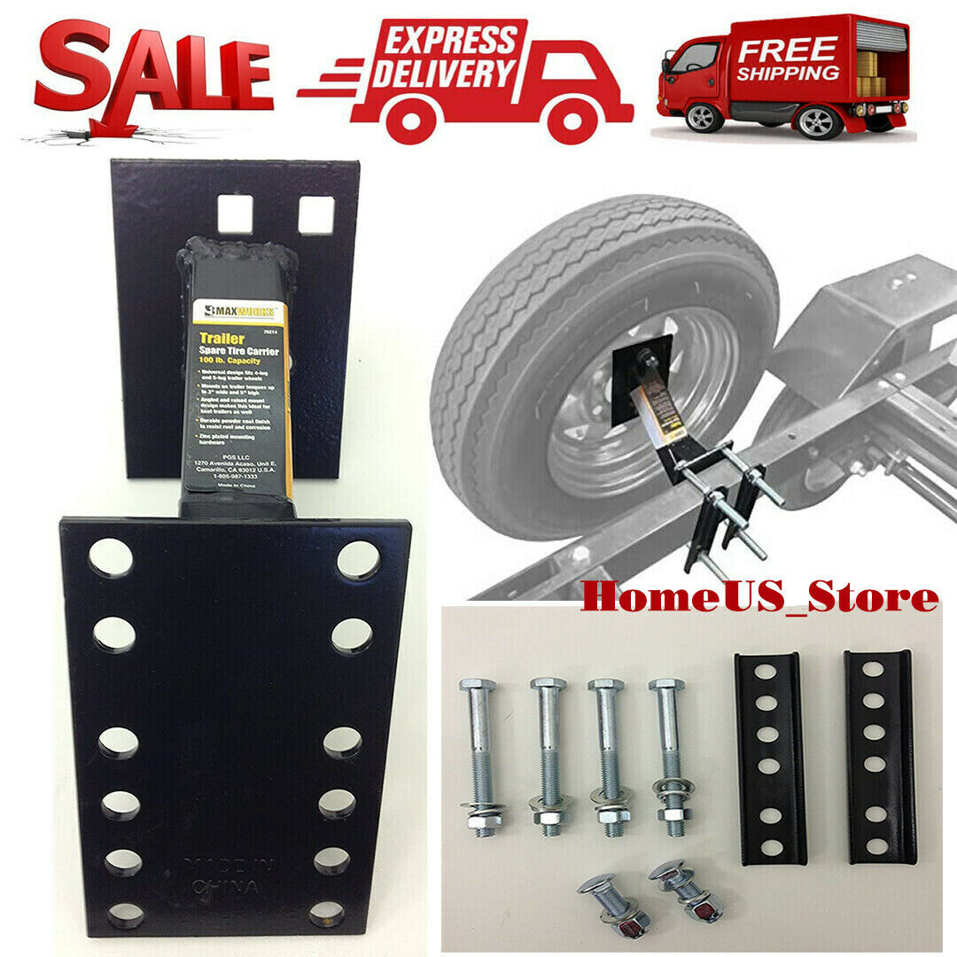 Spare Tire Wheel Mount - Boat & Utility Enclosed Trailer Bracket Carrier